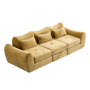 English Elm Modular Cloud Sectional Sofa Bed with Flannelette Upholstery for Flexible Living Yellow W1829S00077