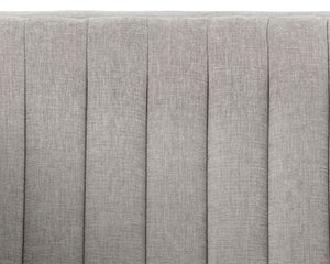 Sunpan Caitlin Armchair - Modern Channel Tufted Design in Hemingway Silver with Antique Brass Feet, Stylish!