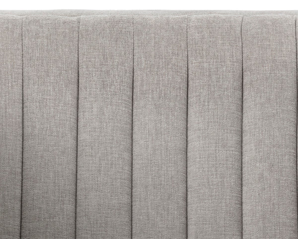 Sunpan Caitlin Armchair - Modern Channel Tufted Design in Hemingway Silver with Antique Brass Feet, Stylish!