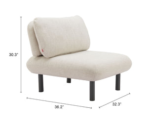 Zuo Modern Aperto Chaise: Elegant Outdoor Seating With Durable Olefin Fabric And Powder Coated Aluminum Frame Beige 100% Olefin,Aluminum 704122-zuo-modern