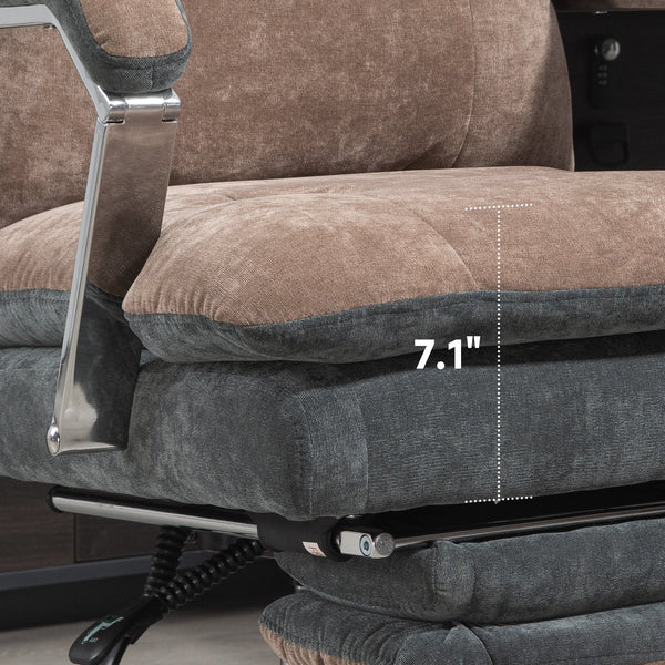 English Elm HOMCOM Big and Tall Office Chair 400 lb Capacity | High-Back Recliner w/ Footrest, Velvet Padded Comfort, Swivel Wheels W2225P200775