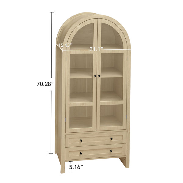 English Elm 70.28" Tall Arched Kitchen Pantry - Stylish Farmhouse Cabinet With Adjustable Shelves For Versatile Storage W688P204443