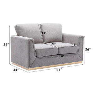 English Elm Valin Gray Linen 3Pc Living Room Set — Modern Sofa Loveseat Chair, Pocket Coil Seats, Durable Frame B2726S00429
