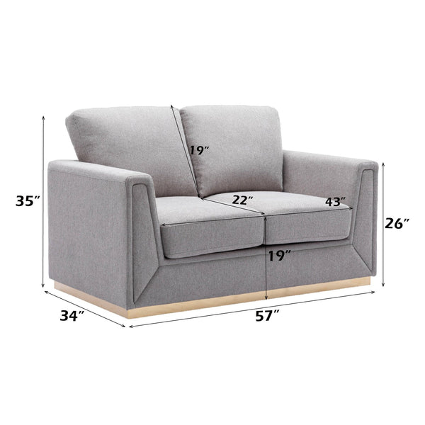 English Elm Valin Gray Linen 3Pc Living Room Set — Modern Sofa Loveseat Chair, Pocket Coil Seats, Durable Frame B2726S00429