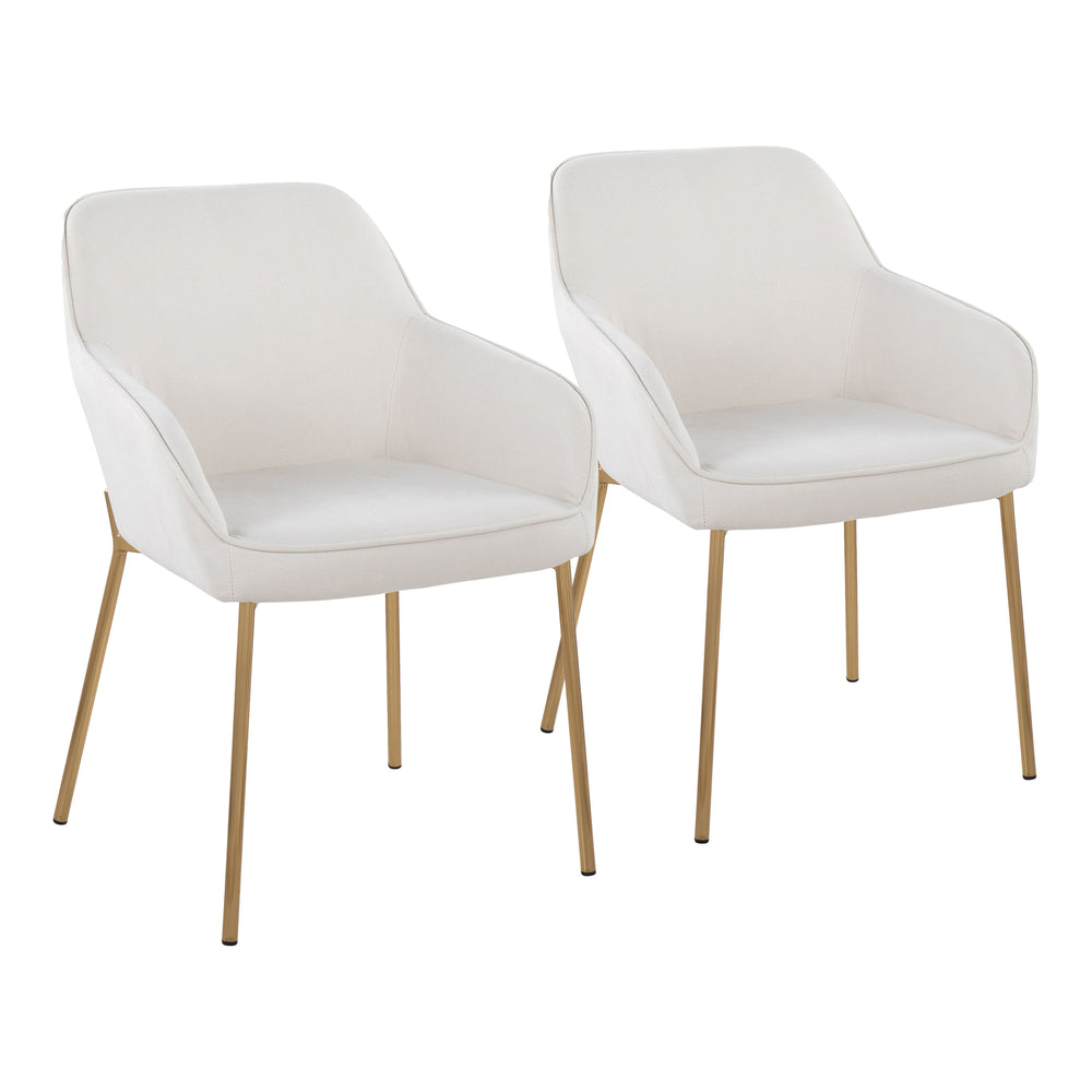 English Elm Contemporary Bucket Chair Set of 2 Cream Velvet Upholstered with Slim Black Metal Legs B202S01343