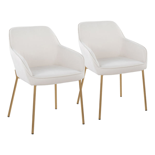 English Elm Contemporary Bucket Chair Set of 2 Cream Velvet Upholstered with Slim Black Metal Legs B202S01343