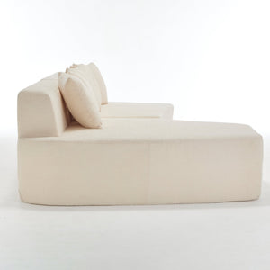 English Elm Compression Sectional Couch with Corduroy Upholstery, Deep-Seated Modular L-Shaped Sleeper Sofa, No-Assembly Comfort and Stability Ivory W1249S00005