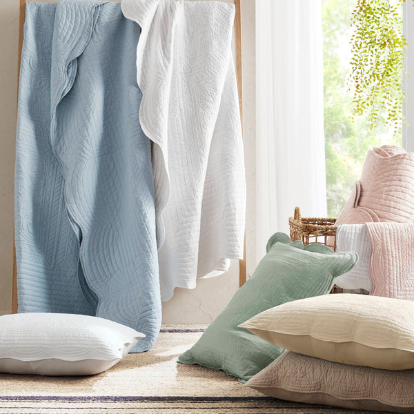 JLA Home Madison Park - 3 Reversible Scalloped Edge Quilt Set with Antimicrobial Microfiber, Cottage Charm & Machine Washable 108 L x 96 W x 0.25H MP13-1038