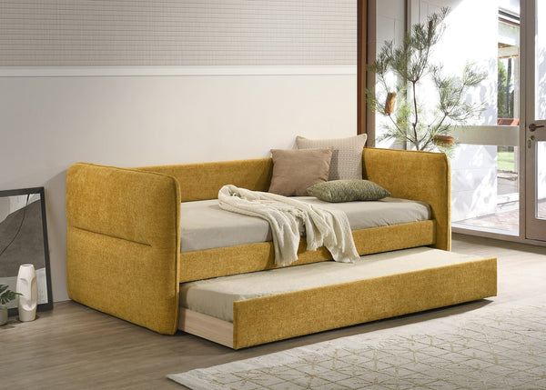 English Elm Luxurious Modern Daybed with Pull-Out Trundle, Button Tufted Upholstery and Nailhead Trim Comfort Elegance Gold 83 L x 13.25 W x 6.5 H B011S01717