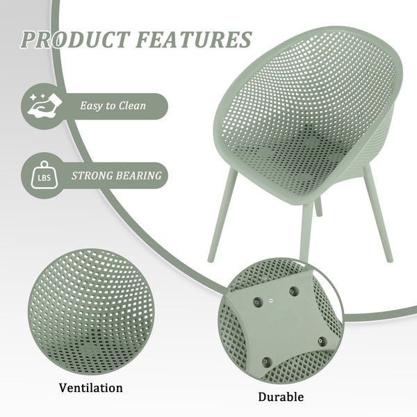 English Elm Summer Outdoor Bistro Set Uv Resistant Polypropylene Slatted Chairs and Round Patio Table Pale Green,White W3450S00021