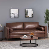 Christopher Knight Home® - Noble House - - Mirod Comfy 3-Seat Sofa With Wooden Legs, Pu, For Living Room And Study