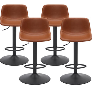 English Elm Adjustable Swivel Barstools Set of 2 Pu Leather Industrial Mid-century Kitchen Island Seating Brown T3623P430802