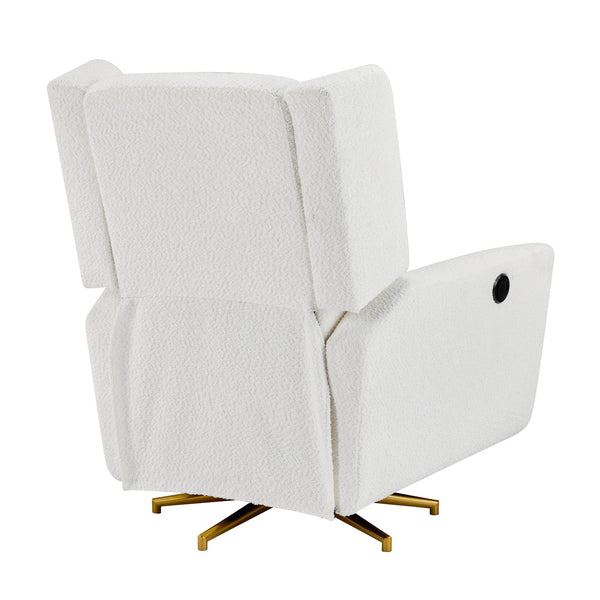 English Elm Christopher Knight Home® - Power Boucle Swivel Recliner Chair with 360° Metal Star Base, Electric Lift, Ergonomic Padded Backrest, Adjustable Footrest, Easy Assembly Beige,Gold N771P298185M