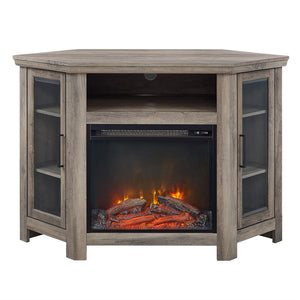 English Elm Walker Edison - Classic Glass-Door Fireplace Tv Stand For Tvs Up To 55" - White Oak