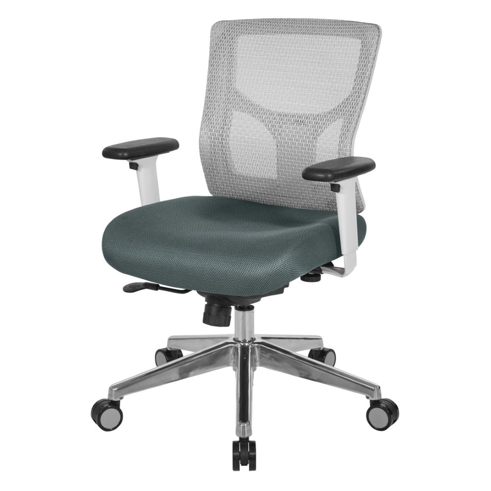 OSP Home Furnishings Progrid® Breathable Mesh Mid Back Office Chair with Lumbar Support and Aluminum Base 95673-2M