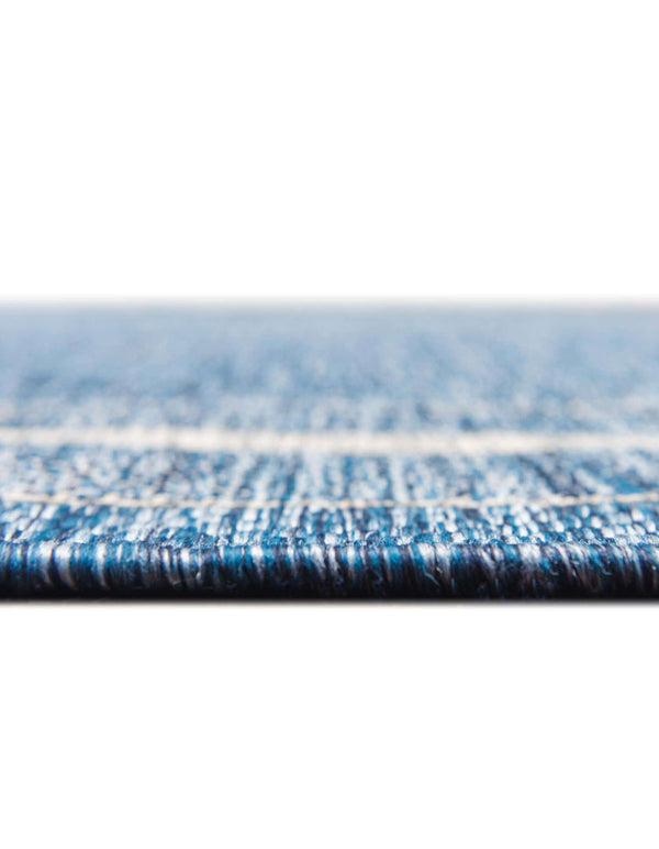 Unique Loom Outdoor Border Soft Border Machine Made Border Rug Blue, Ivory/Gray 7' 10" x 7' 10"