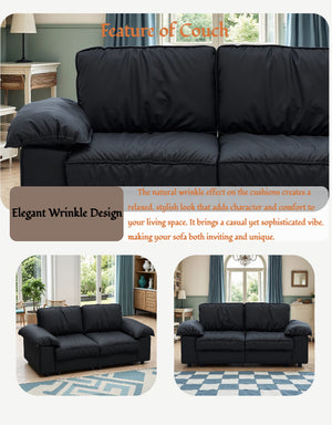 English Elm Fx-P20M-2S-Pubk Modern Black Faux Leather 2-Seater Sofa With Hidden Storage - Ideal For Small Spaces W576S00226