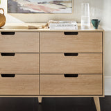 Simple 6 Drawer Dresser with Cut Out Handles Riviera HANB5BRIC Walker Edison