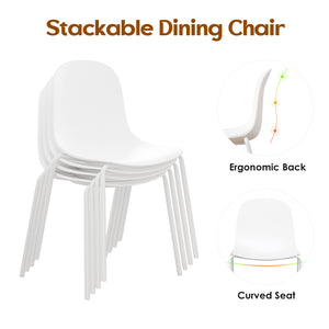English Elm Modern Plastic Stackable Dining Chair Set of 4 with Ergonomic Seats, Sturdy Metal Legs, Easy Assembly for Home and Patio White T3623P380685