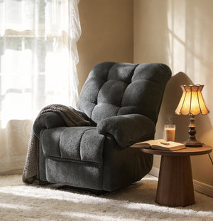 English Elm Camel Overstuffed Manual Recliner with High Density Padding for Modern Living Rooms Dark Gray W5568P449822