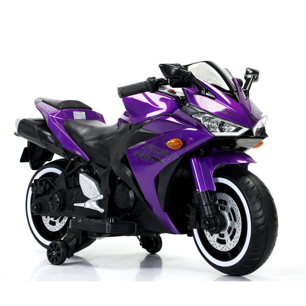 English Elm Electric 12v Kids Ride on Motorcycle with Led Wheels Bluetooth and Training Purple W1760P194223
