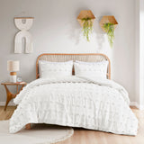 Intelligent Design Lucy Modern/Contemporary Clip Jacquard Duvet Cover Set ID12-2191 Ivory