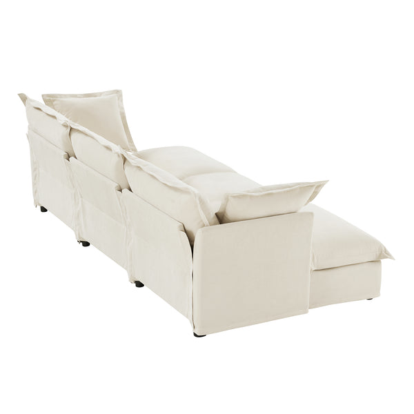 English Elm Living Room Sofa Slipcovered 3-Seater With 3 Ottomans, Chenille Comfort, Versatile & Washable Design W3041S00146