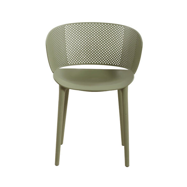 English Elm Gerald Outdoor Stackable Dining Chairs Uv Resistant Molded Plastic Patio Set of 2 Sage Green N776P390476G