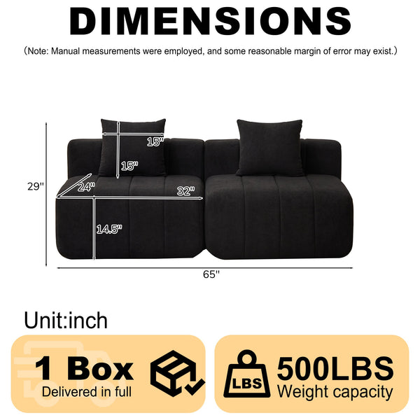 English Elm Chenille Modular Sectional Sofa Curved Piano Key Design Plush Living Room Lounge Seating Black W834P389131