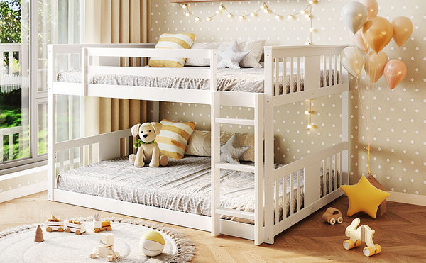 English Elm Full Over Bunk Bed Pine Frame Gray Finish Kids Guest Room Sleep Solution LT100207AAK