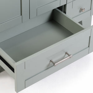 English Elm 30" Vanity with Ceramic Sink and Solid Wood Frame, Soft-Close Drawers, Compact Coastal Style, Durable Construction Blue+Grey W2896P344074