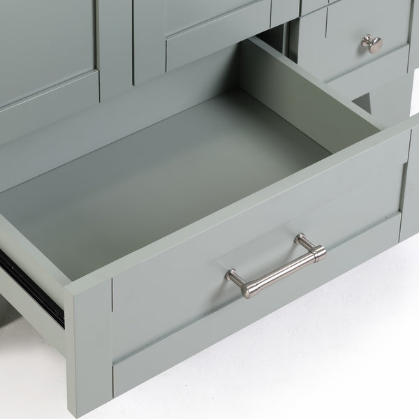 English Elm 30" Vanity with Ceramic Sink and Solid Wood Frame, Soft-Close Drawers, Compact Coastal Style, Durable Construction Blue+Grey W2896P344074