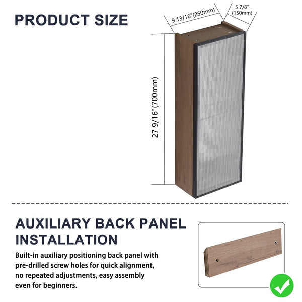 English Elm 10'' Floating Bathroom Mirror Cabinet Plywood Body Acrylic Door Adjustable Shelf W999P470297