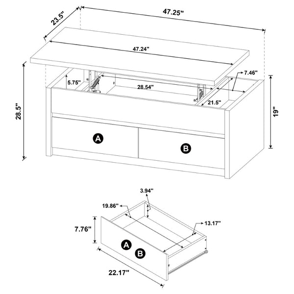 English Elm Fletcher Lacquered High Gloss Coffee Table with Open Shelf for Modern Living Rooms B062P447736