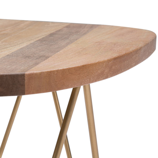 English Elm Patrice Handcrafted Mango Wood Accent Table with Gold Hairpin Legs — Natural Finish, Modern Chic B136P158987