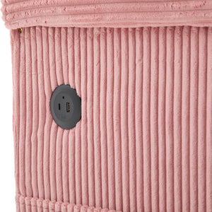 English Elm UNITED Corduroy L-Shaped Sectional Sofa with Storage Ottoman, USB Ports, Cup Holders & LED Lighting Pink W1568P332401