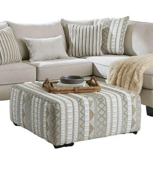 English Elm Contemporary Solid Wood Ottoman With Black Legs - Chic Beige/Ivory Chenille For Modern Spaces B2741P355168