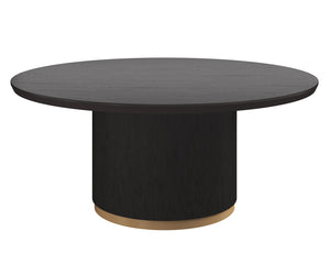 Sunpan Kalla Dining Table - Elegant Oak Design with Brushed Gold Accents for Contemporary Dining Spaces Round - 68W x 68D x 30.5H