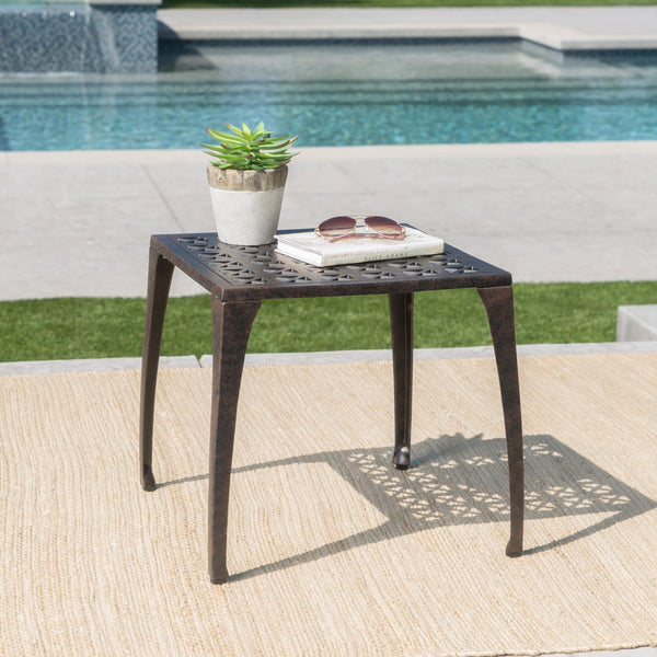 English Elm Christopher Knight Home® - Outdoor 18" Cast Aluminum Side Table - Elegant & Weather-Resistant Accent For Patio Or Indoor Use N773P348245B
