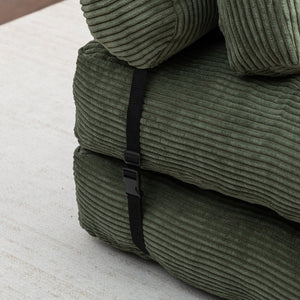 English Elm Folding Floor Sofa Bed Convertible Sleeper Chair with Shredded Foam Corded Fabric Green W2200P442796