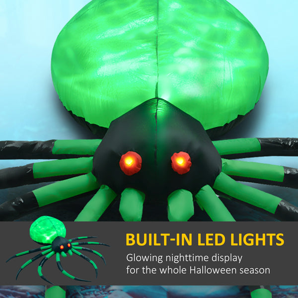 English Elm Homcom 6' Inflatable Halloween Spider Decor With Led Lights, Easy Setup, Waterproof For Lawn Fun W2225P229713