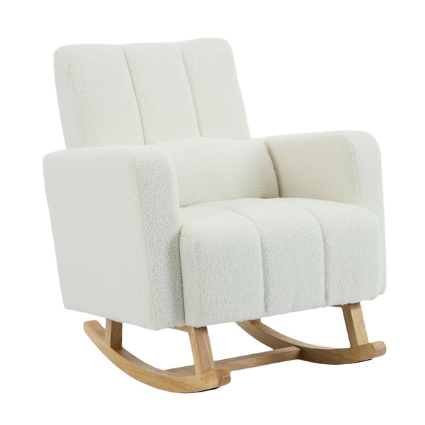 English Elm Christopher Knight Home® - Accent Rocking Chair In Cream White Teddy Velvet - Luxurious Comfort, Ergonomic Support & Style! N765P263906W