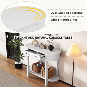 English Elm Trexm Vintage French Country Console Table Pine Frame Glazed Finish Two Drawers N715P230796K