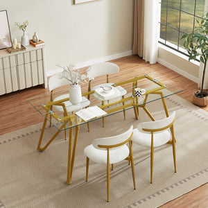 English Elm Set of 2 Velvet Dining Chairs Gold Metal Legs Curved Back Glam Kitchen Seating W1162P440046