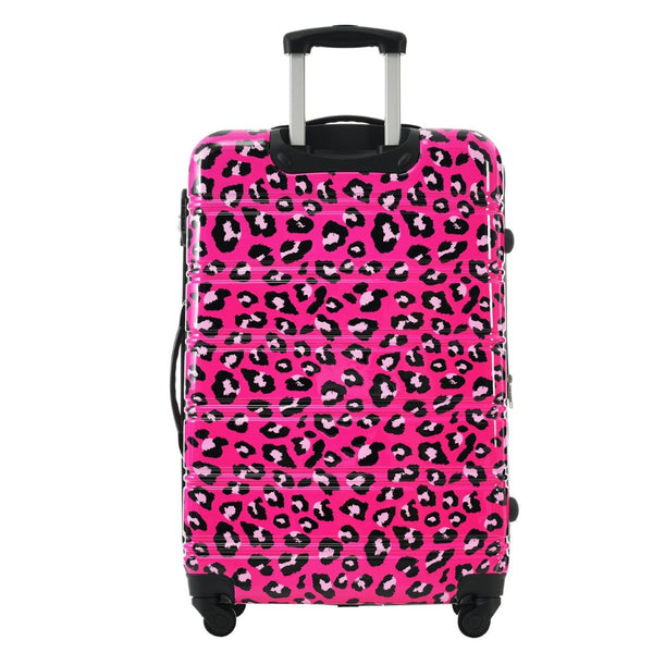 English Elm Hardshell Polycarbonate Luggage Set Three Piece Spinner Suitcases with Tsa Lock Hot Pink Leopard N732P218227H