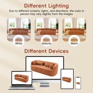 English Elm [new]86" Chenille Cloud Sofa Curved Legless 3-seater with Pocket Springs for Living Room Orange N723P404465G