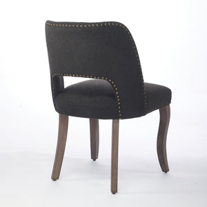 English Elm Wooden Modern Fabric Dining Chairs Set of 2 with Dual-Rebound Cushion & Curved Solid Wood Legs for Stylish Comfort Black W1143P372911