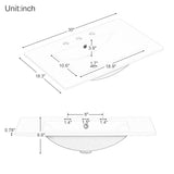 English Elm 30" Bathroom Vanity With Sink Top, Bathroom Vanity Cabinet With Door and Two Drawers, Solid Wood Frame, One Package, White (Old Sku:Wf311620Aak)