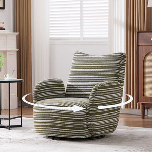 English Elm Modern Boucle 360° Swivel Leisure Chair with High‑Resilience Sponge, Supportive Curve, 550lb Capacity Olive Green W395P355490