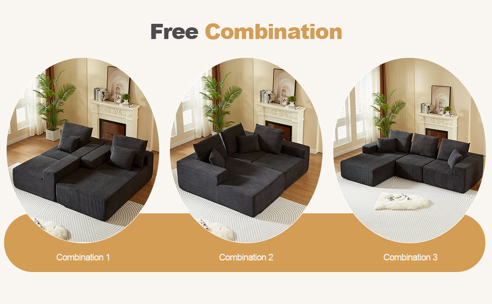 English Elm Modular Sectional Sofa With Chaise - Luxurious Cloud Couch For Living Room, Office & Bedroom Use W3434S00001